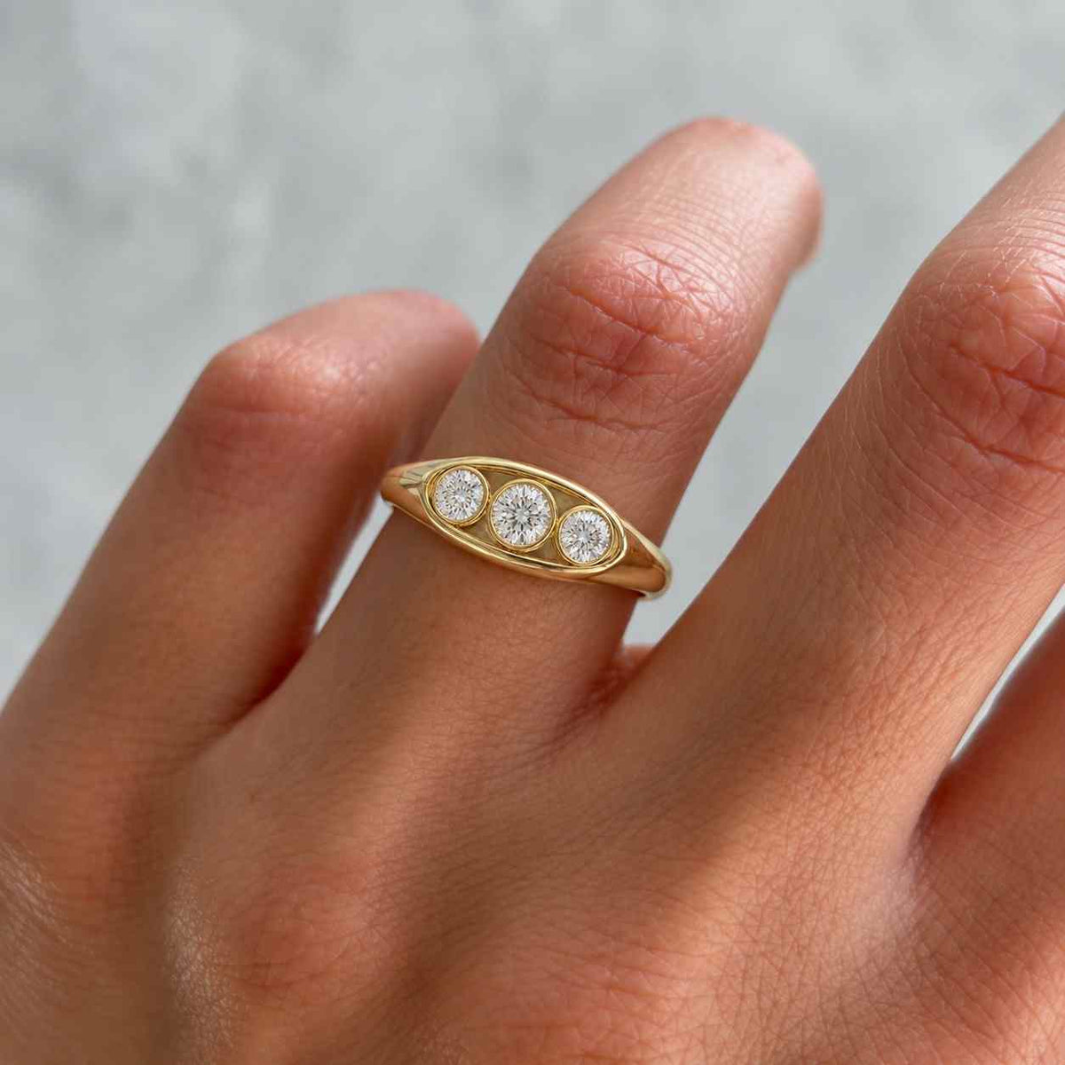 bezel set round cut lab grown diamond wedding band | stackable fashion band in 10k 14k 18k gold | gift for her
