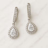 0.50- 4.00 CT Pear Cut Moissanite Diamond Halo Hoop Earrings