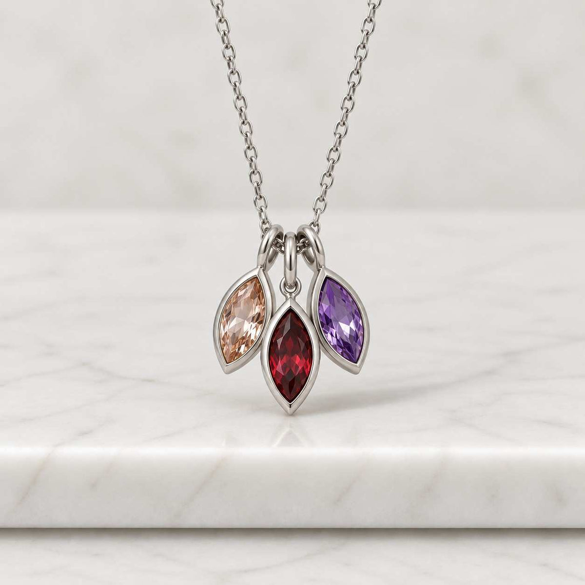 custom birthstone heart necklace, pear cut toi et moi gemstone pendant, two stone necklace, personalized jewelry gift for her
