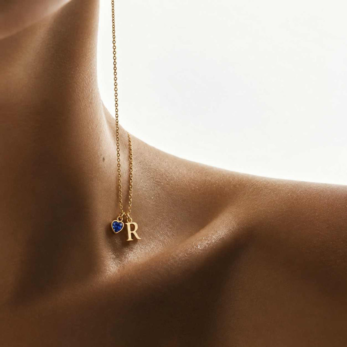 Birthstone Initial Charm Necklace: Personalized Family Necklace in 14k Gold Plated, Gift for Mom

