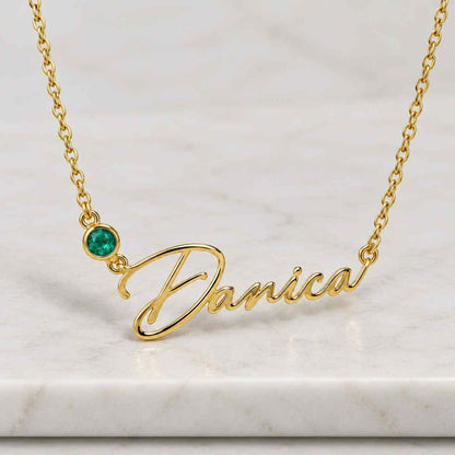 Birthstone Initial Necklace, Personalized Letter Jewelry, Custom Gold Family Necklace, Anniversary Gift for Her, Meaningful Gift for Mom
