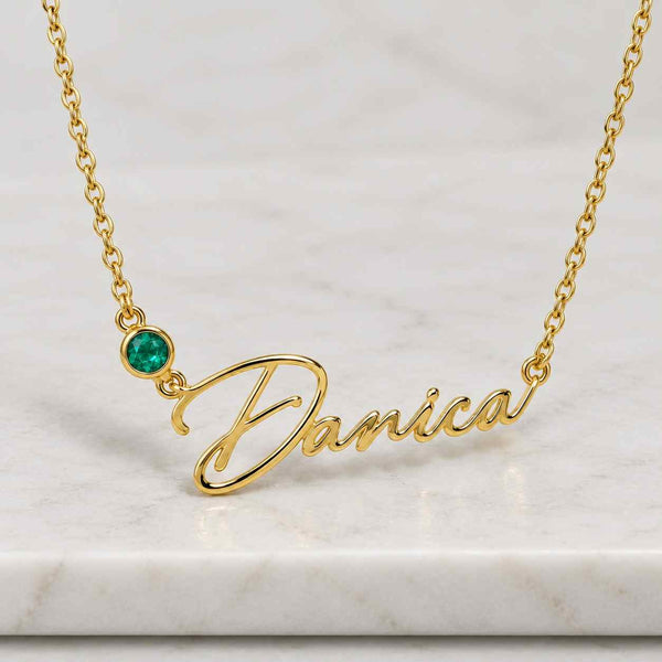 Birthstone Initial Necklace, Personalized Letter Jewelry, Custom Gold Family Necklace, Anniversary Gift for Her, Meaningful Gift for Mom
