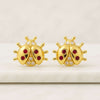 14K Solid Gold Ladybug Ruby Stud Earring
