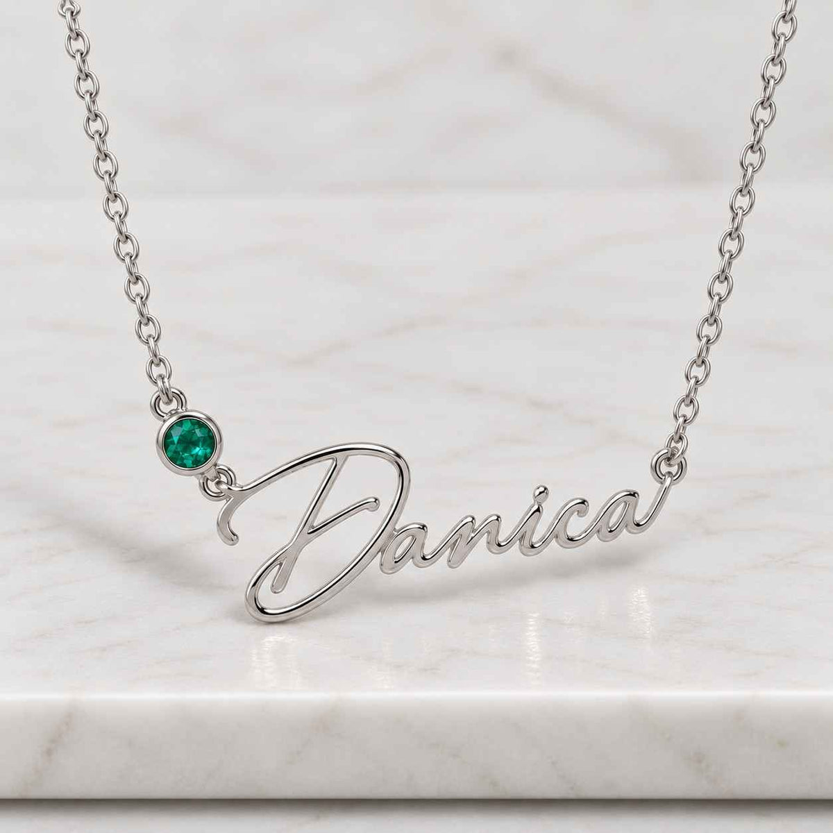 Toi et Moi Birthstone Necklace, Personalized Pear Emerald Gemstone Pendant, Gift for Her
