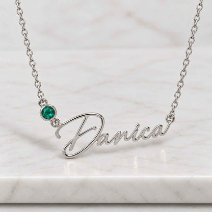 Toi et Moi Birthstone Necklace, Personalized Pear Emerald Gemstone Pendant, Gift for Her
