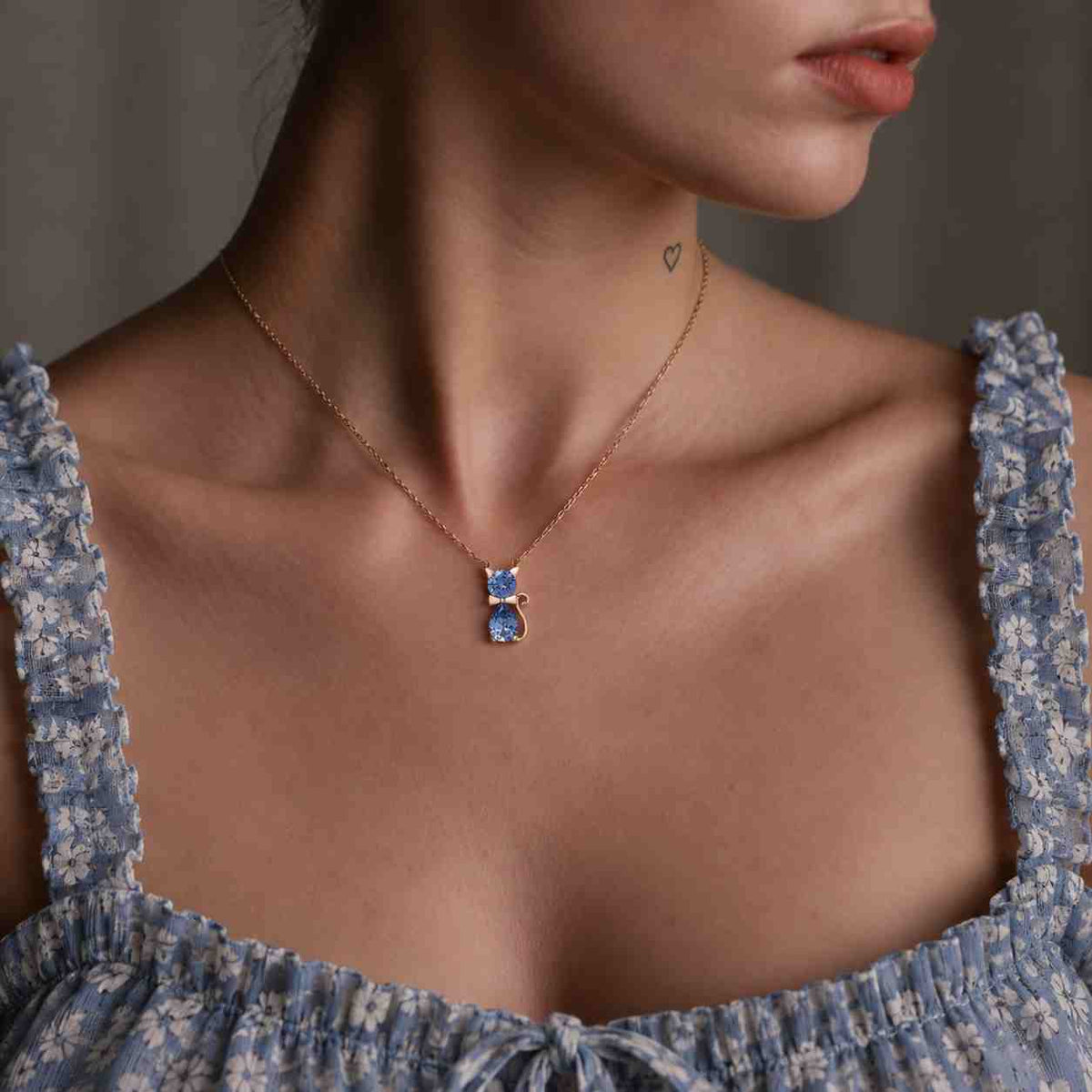 birthstone necklace for women, cat lover necklace, birthday month gift, kitten necklace, grandma gift, sterling silver, handmade jewelry
