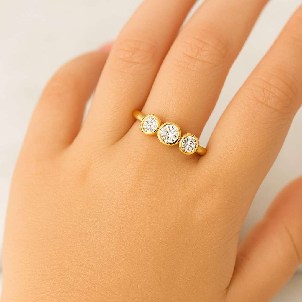 birthstones ring  3 stone ring personalize birthstone gift for mom triple birthstone ring three diamond engagement ring