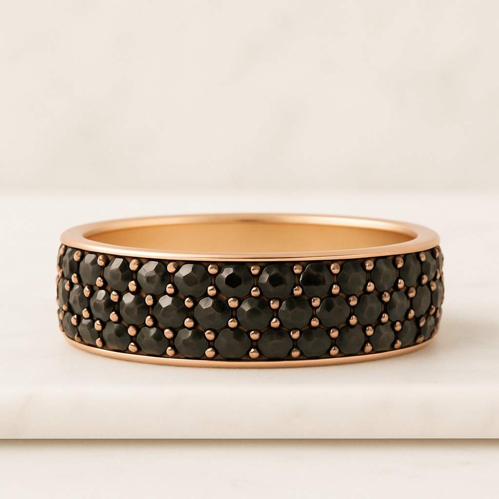 Black Round Lab Grown Diamond Wedding Band Full Eternity Unique Wedding Ring Bridal Proposal Ring Anniversary Birthday Gift For Her