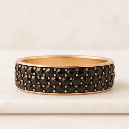 Black Round Lab Grown Diamond Wedding Band Full Eternity Unique Wedding Ring Bridal Proposal Ring Anniversary Birthday Gift For Her