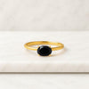 Black Gemstone Oval Cut Solitaire Engagement Ring
