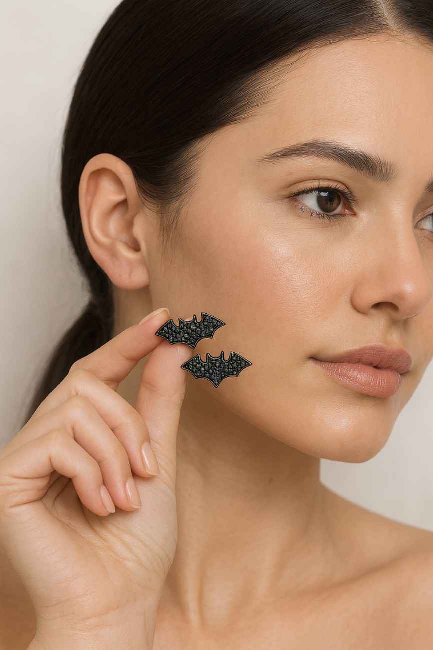 Black Friday 14K Solid Gold Natural Emerald Dangle Stud Earring, Drop Cartilage Flat Back, Delicate Helix Earlobe Threadless Stud