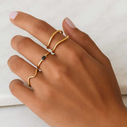 Black Moissanite Marquise Ring 14K Gold Solitaire Engagement