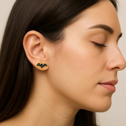 Black Natural Heart Cut Diamond Solitaire Earrings 14K Gold Prong Set Minimalist Stud Dainty Jewelry For Women Anniversary Gift For Wife