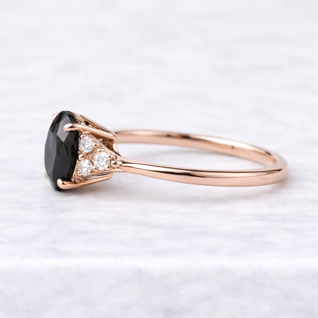 Black Oval Diamond Ring