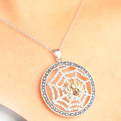 Blue Color Diamond Spider Pendant Neclace