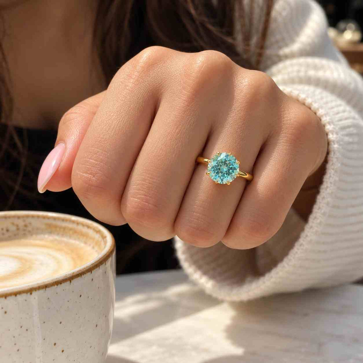 blue moissanite ring: 2.00 ct portuguese cut solitaire engagement ring