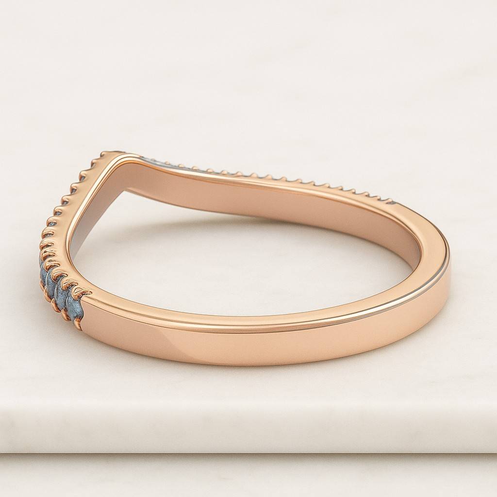 Blue Round Cut Lab Diamond Half Eternity Band Conflict Free Diamond Wedding Band