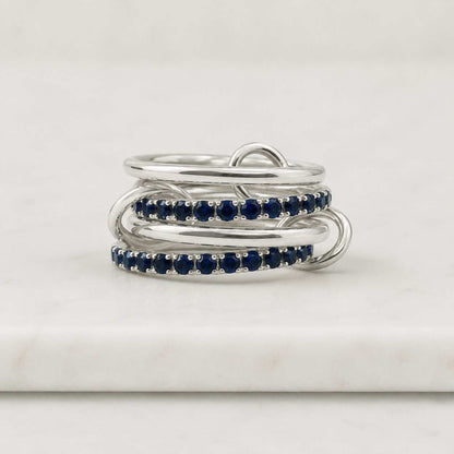 Blue Sapphire CZ 925 Silver Multi Link Eternity Ring