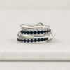 Blue Sapphire Silver Multi Link Connector Eternity Ring