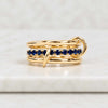 14K Gold Blue Sapphire Multi Link Connected Interlocking Eternity Ring