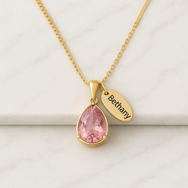 Blue Sapphire Drop Necklace 14K Gold September Birthstone Pendant