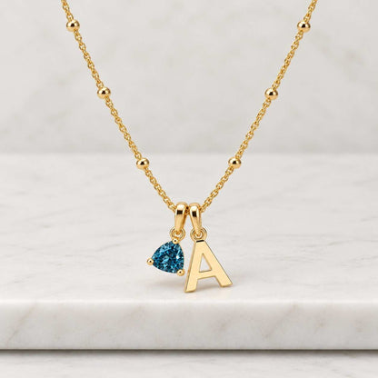Blue Topaz Pendant Necklace, 18K Gold Filled, Teardrop Gemstone
