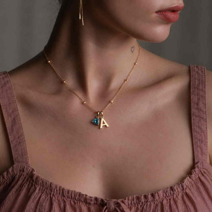 Blue Topaz Trillion Cut Pendant Necklace 18K Gold Plated 925 Silver Blue Gemstone Charm, Minimalist Handmade Pendant Gift for Women
