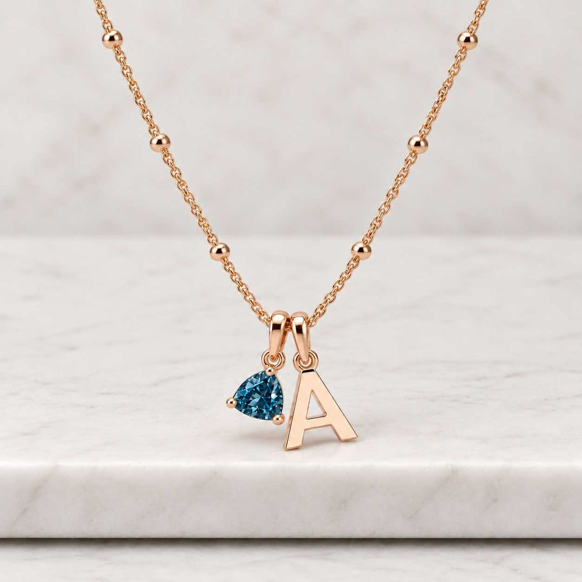 Blue Topaz Trillion Necklace, Gold Pendant, December Birthstone, Minimalist Jewelry

