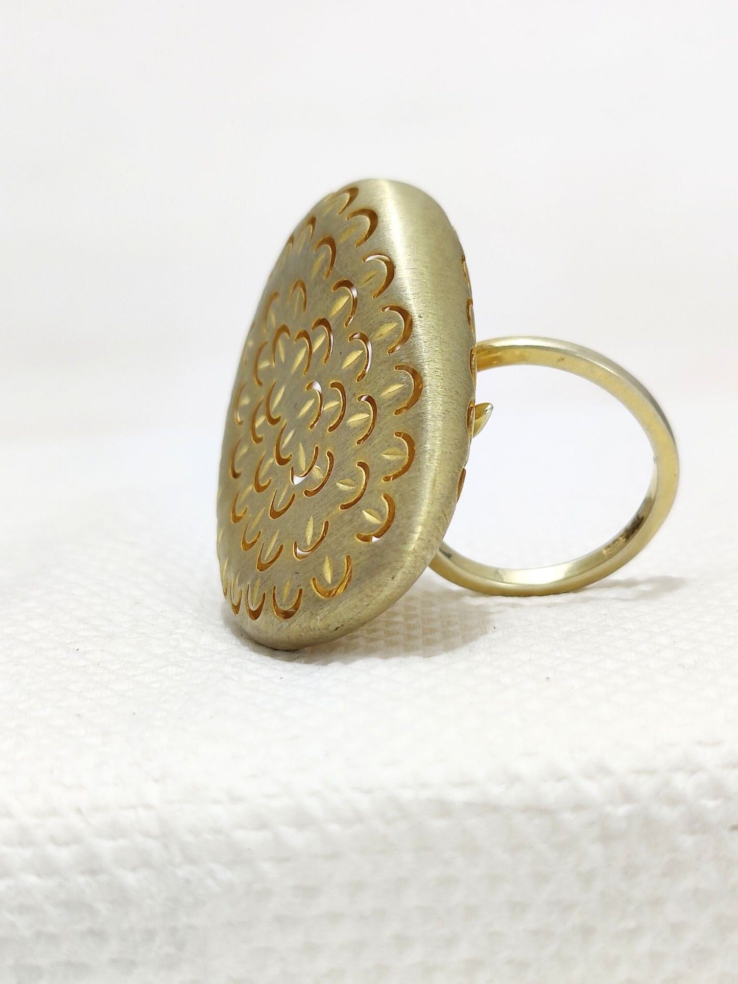 Boho Style Yellow Gold Plated Silver Ring For Her