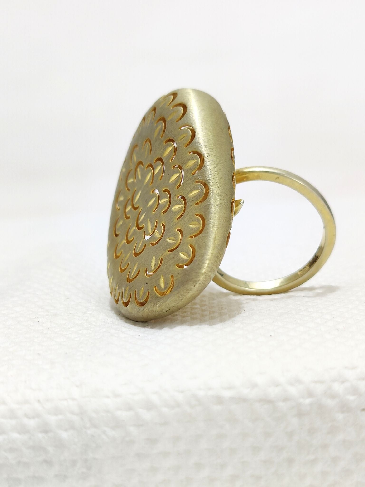 Boho Style Yellow Gold Plated Silver Ring For Her