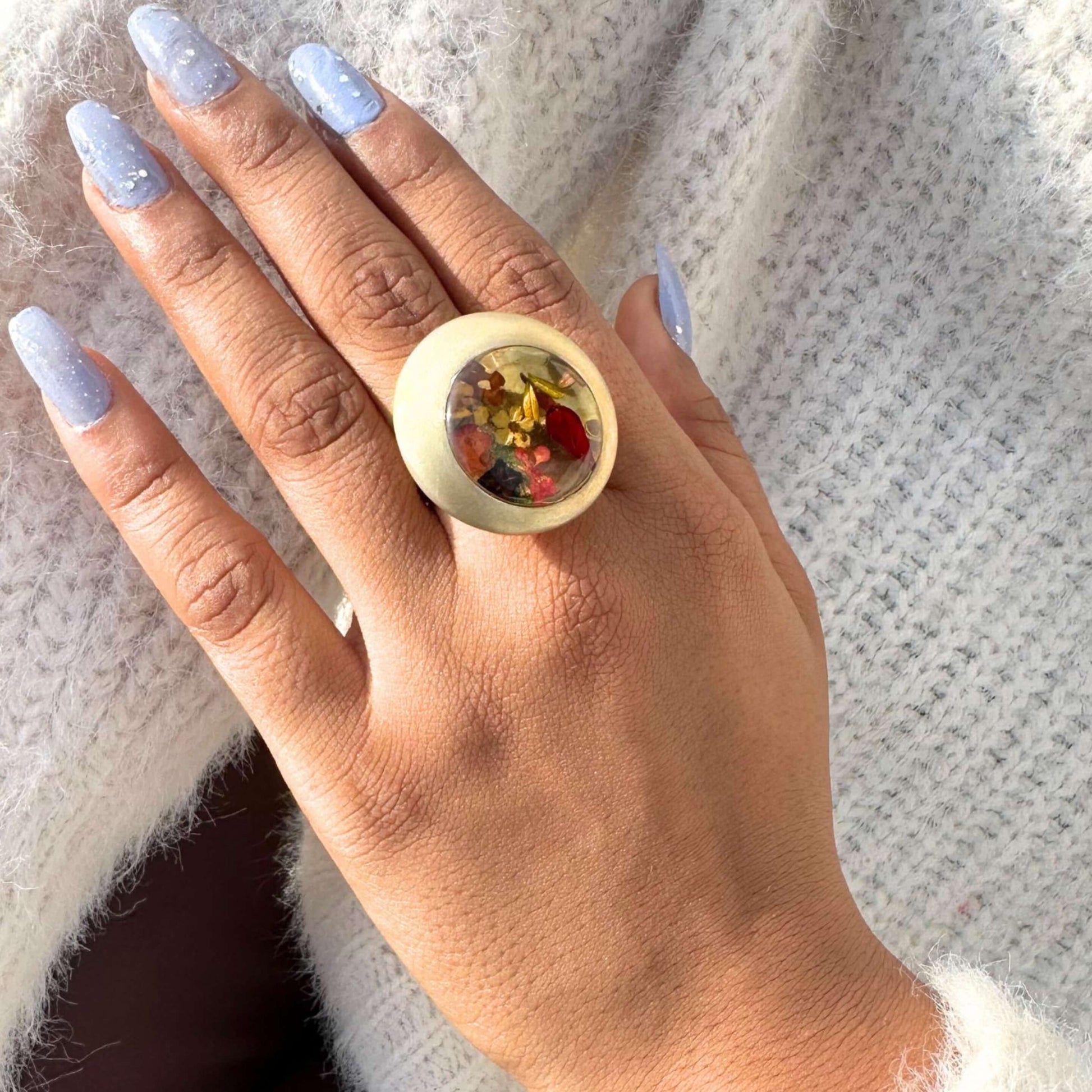 Botanical Resin Rings for Women, Birthday Gift For Her