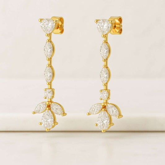 Botanical Studs Floral Stud Earring Screw Back Earrings 14K White Gold Earrings