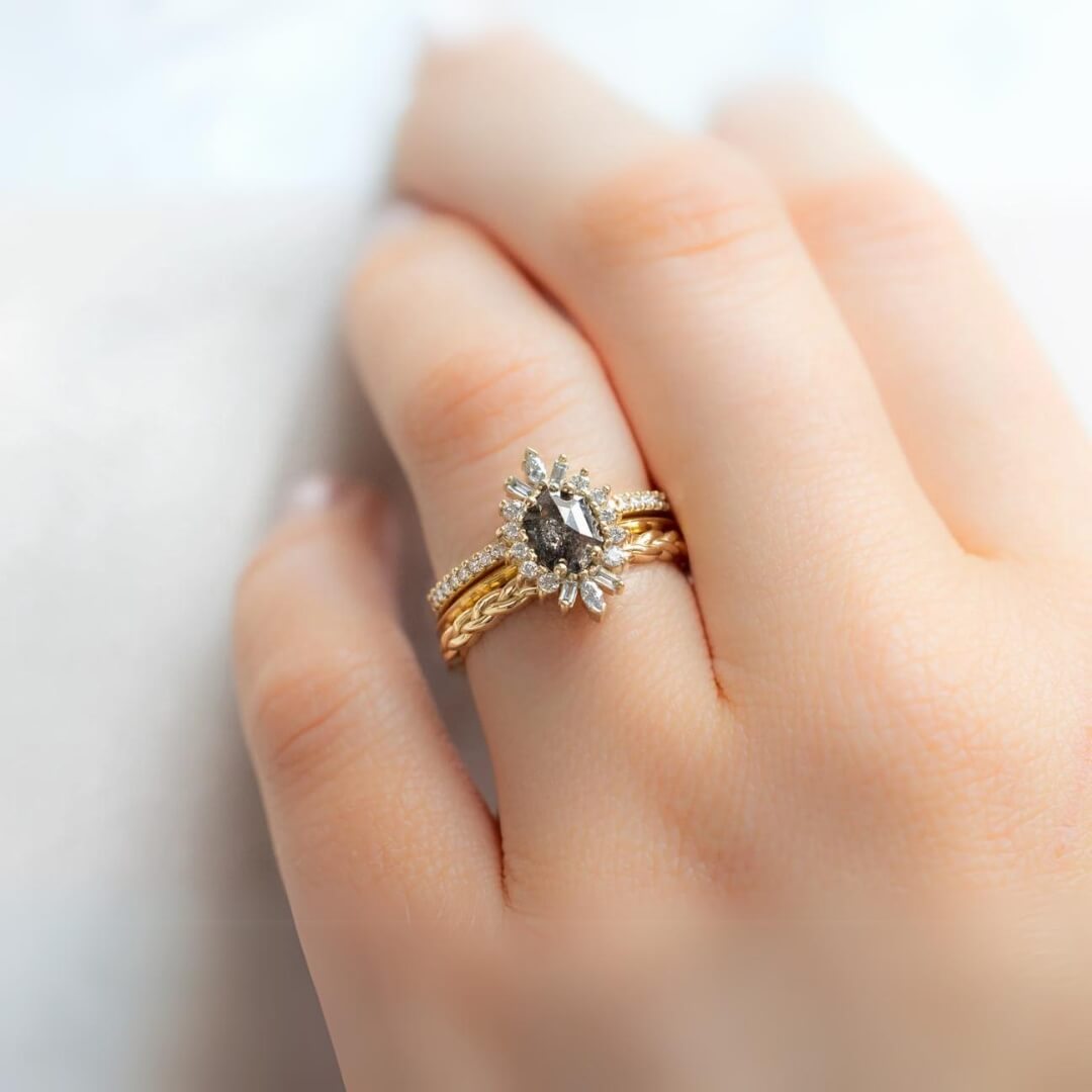 Braided Stackable Ring Diamond Half Eternity Band