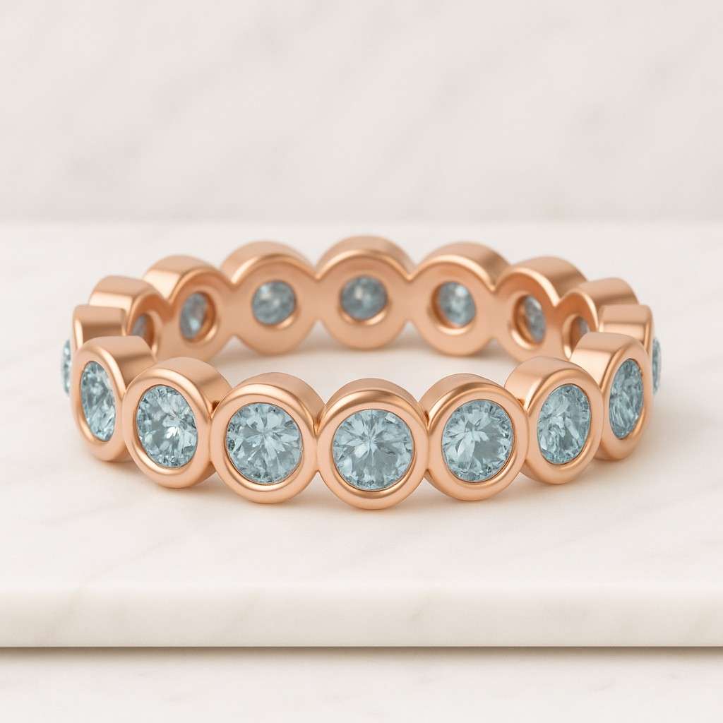 Bezel Set Diamond Wedding Band 1.5 MM Round Diamond Band Bezel Set Stackable Band