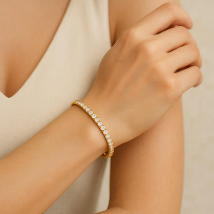 Bridal Wedding Gifts Bracelet Round Cut Lab Grown Diamond Tennis Bracelet 3.80 MM Diamond Wedding Bracelet