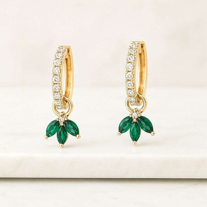 Mixed Shape Emerald Earrings in 14k, 18k and Platinum