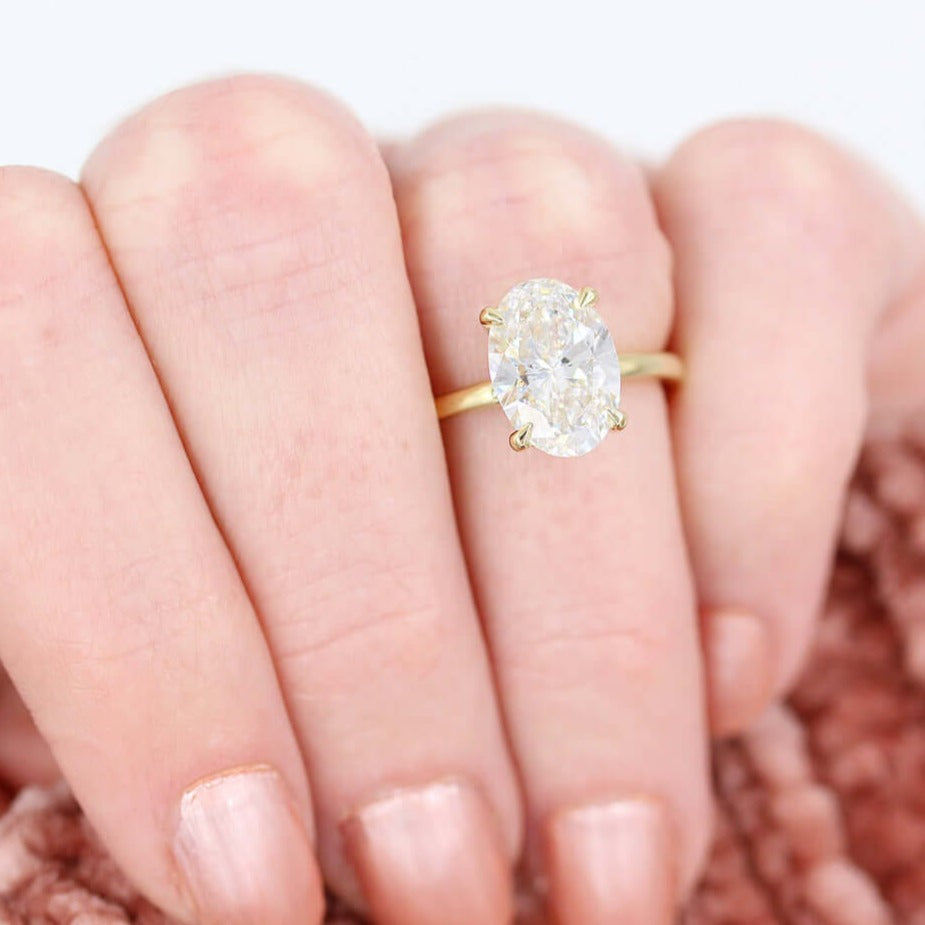 Brilliant Moissanite Ring, Solitaire Engagement Ring for Women
