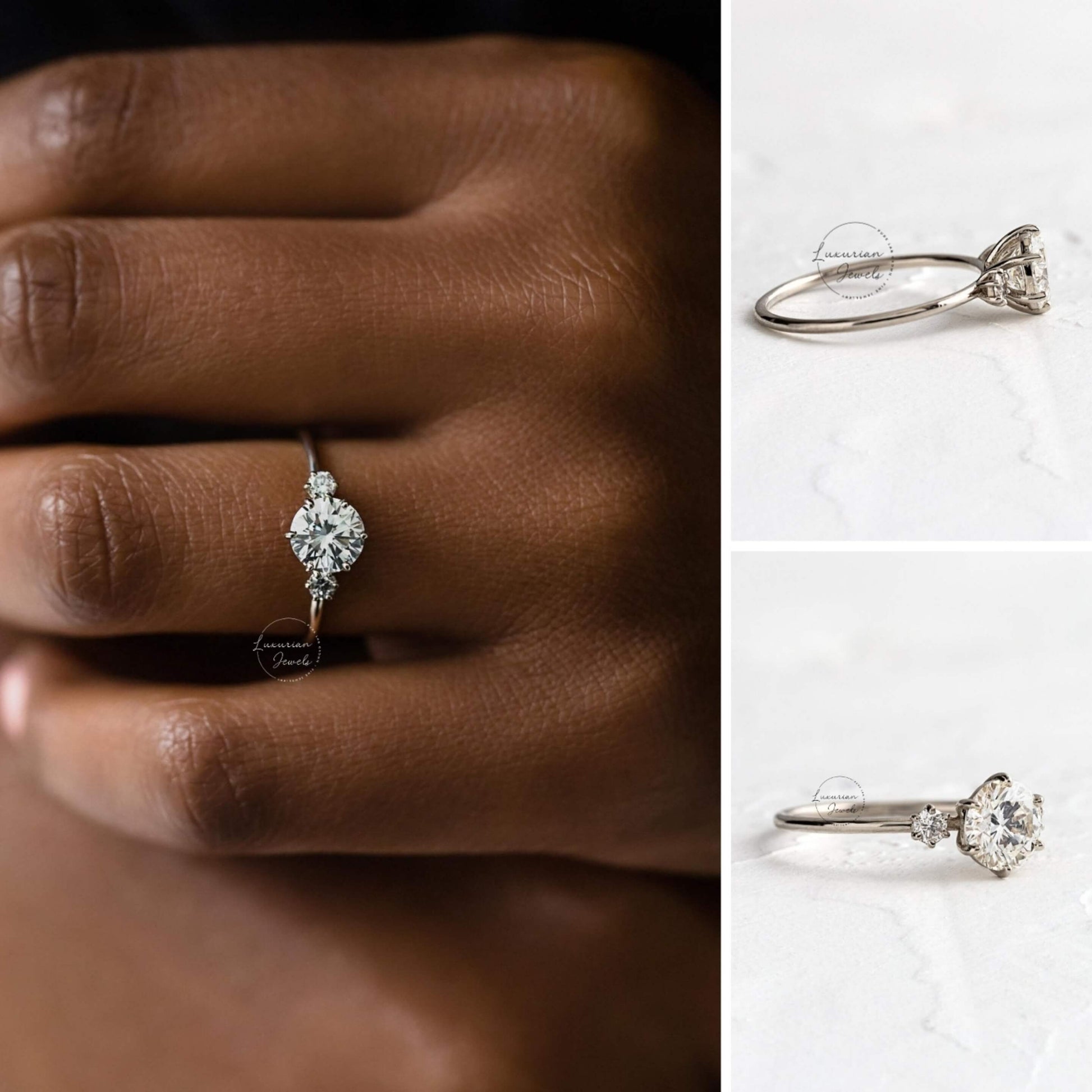 Brilliant Round Cut Moissanite Promise Ring, Gift for Wife