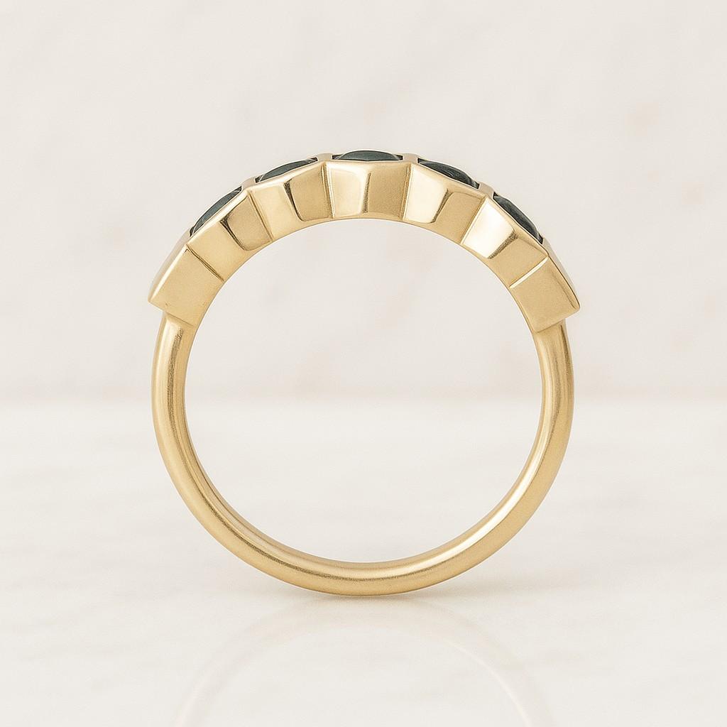 British style Design K Solid Gold Hexagon Cut Lab Created Alexandrite Ring For Women Wedding Engagement Band