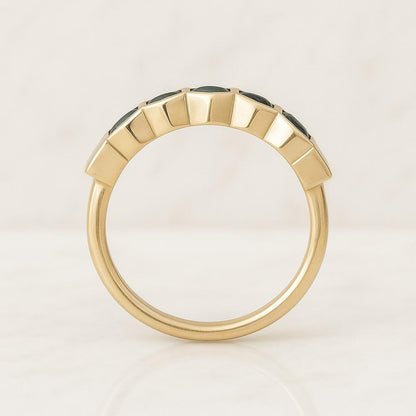 British style Design K Solid Gold Hexagon Cut Lab Created Alexandrite Ring For Women Wedding Engagement Band