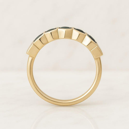 British style Design K Solid Gold Hexagon Cut Lab Created Alexandrite Ring For Women Wedding Engagement Band