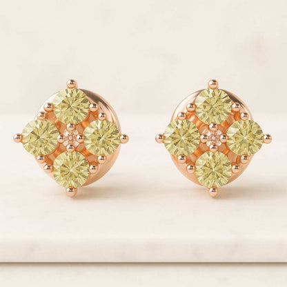 Brown Princess Cut Lab Diamond Drop Earrings Lab Grown Diamond Flower Style Dangle Earrings