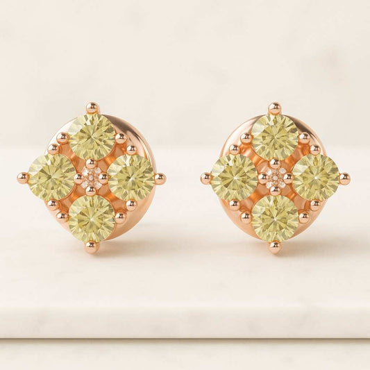 Brown Princess Cut Lab Diamond Drop Earrings Lab Grown Diamond Flower Style Dangle Earrings