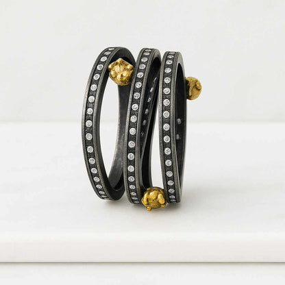 Brushed Black Tungsten Ring 8mm Gold Edge Wedding Band