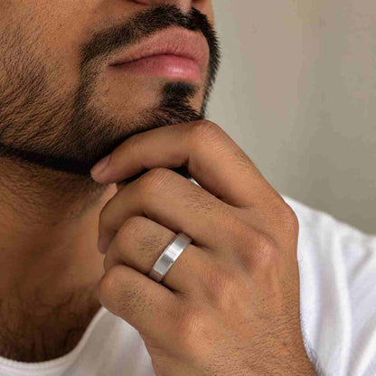 Brushed Titanium, 14k Rose, or Yellow Gold - 7mm, Crosshatch, Satin Finish Ring, Beveled, Man Wedding Band, Classic comfort fit, 10k
