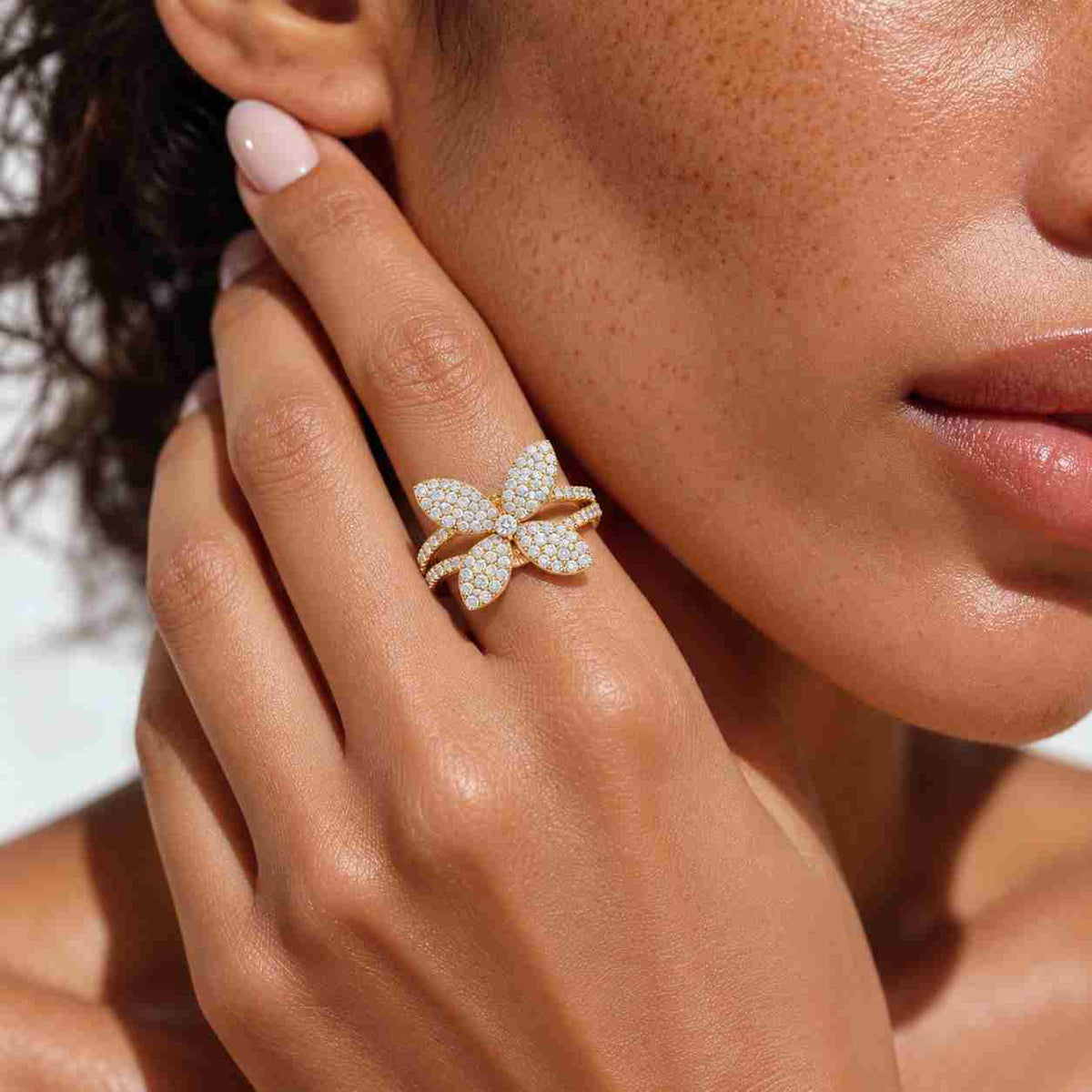 butterfly cut lab grown diamond engagement ring, 14k solid yellow gold solitaire