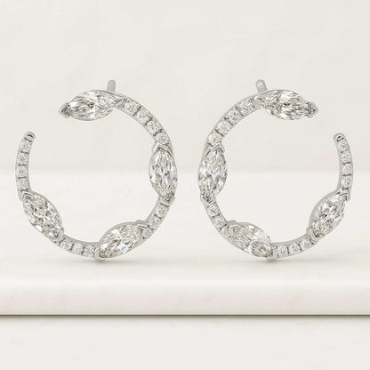 Butterfly Inspired Marquise Pear Round Cut Diamond in 14K Gold Push Back Drop Earrings