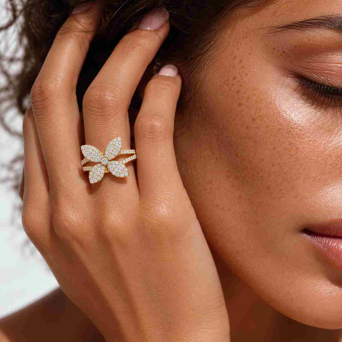 butterfly lab grown diamond ring, round and baguette lab diamond ring, color diamond ring, anniversary ring gift for her
