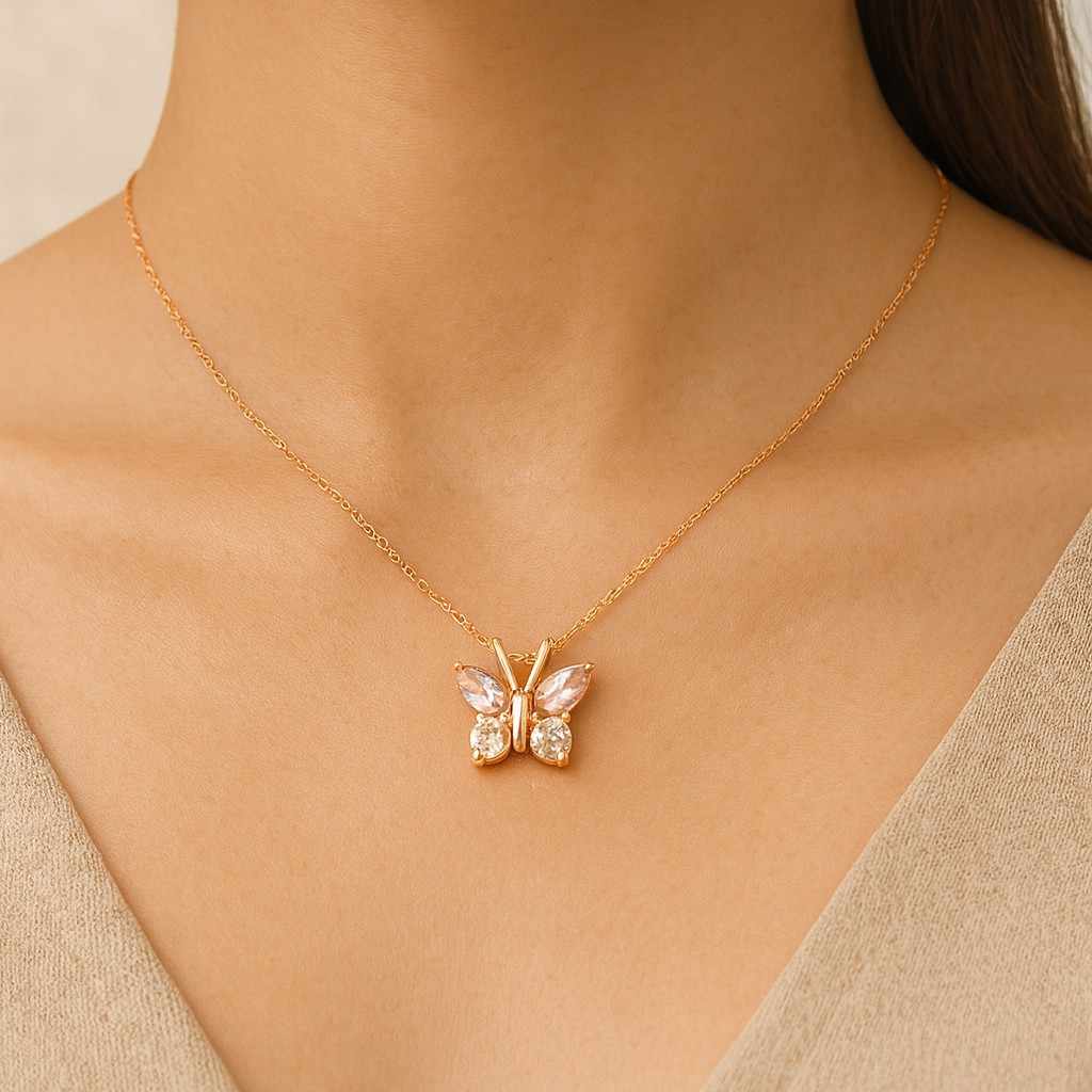 butterfly moissanite pendant small delicate silver chain pendant animal lover jewelry
