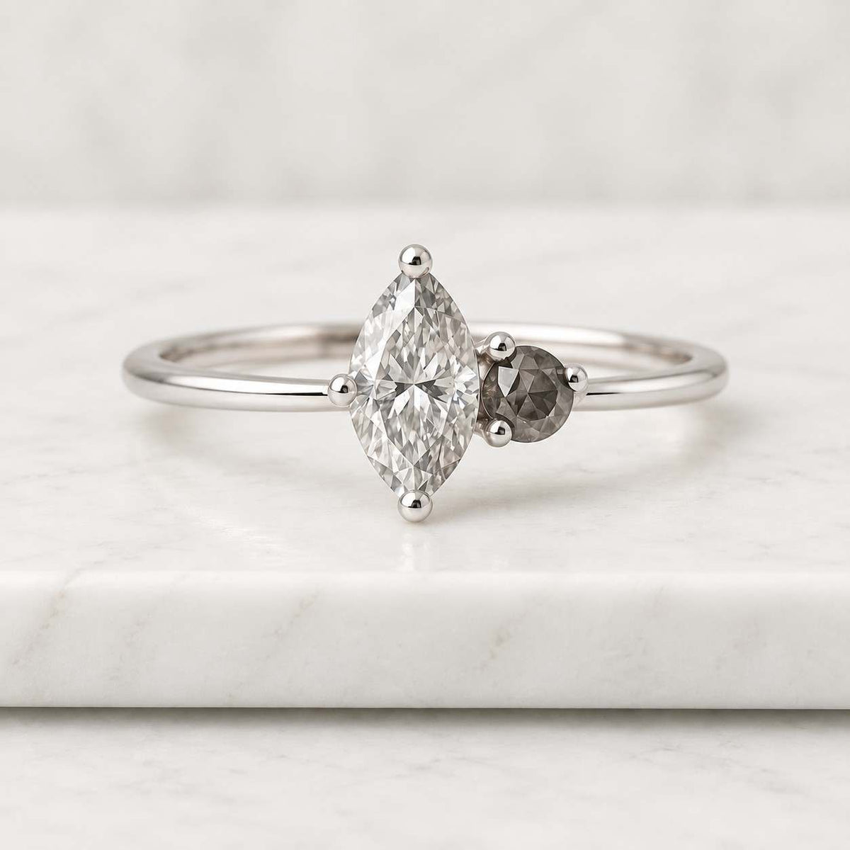 bypass diamond ring  kite salt and pepper diamond ring  vintage inspired ring  dainty minimalist ring  galaxy diamond engagement ring